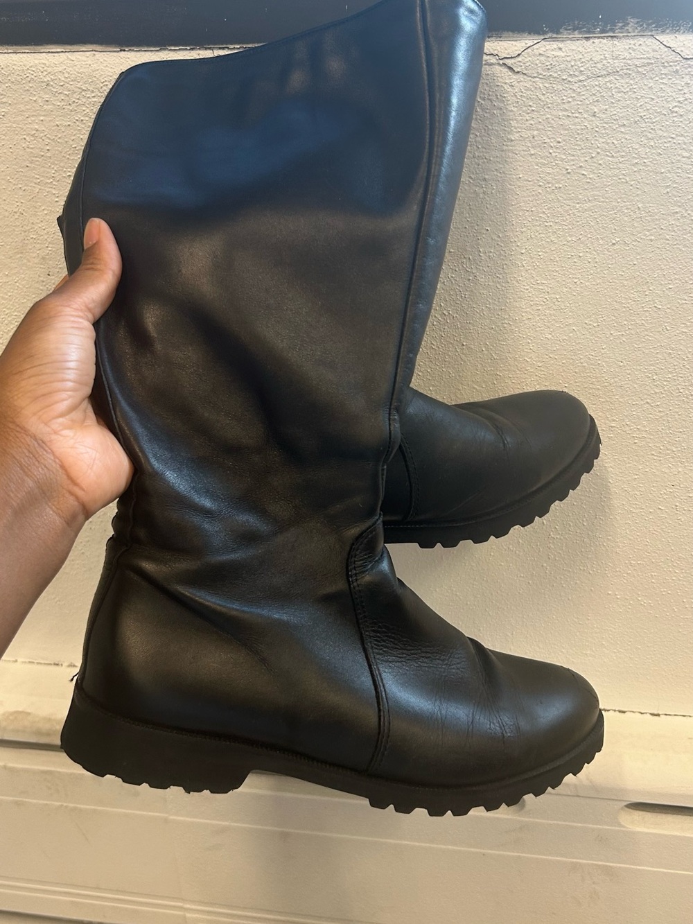 Black Leather Lined Women's Tall Boots - Classic Winter Style
